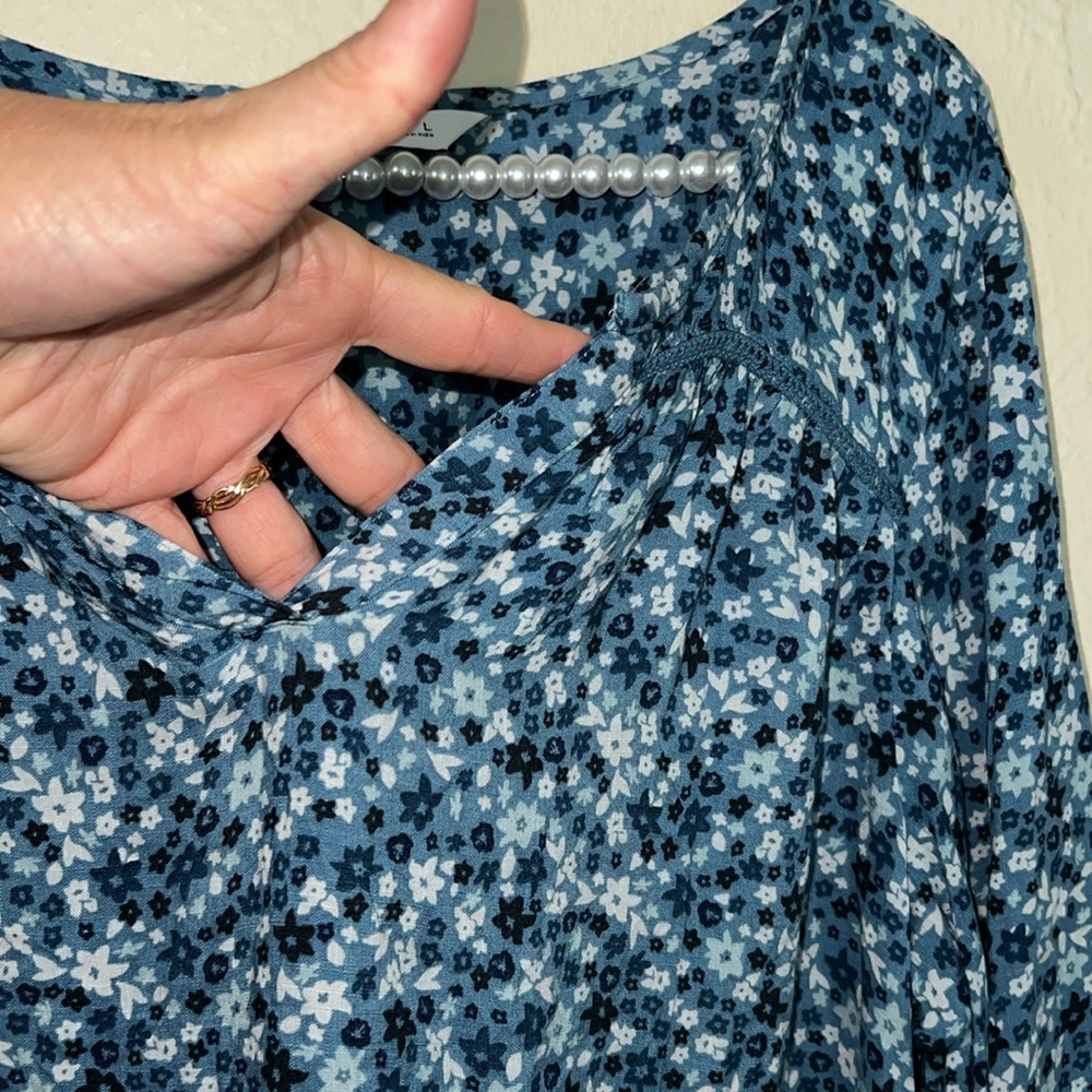 Blue Floral L Dress nwt boho - Picture 4 of 6